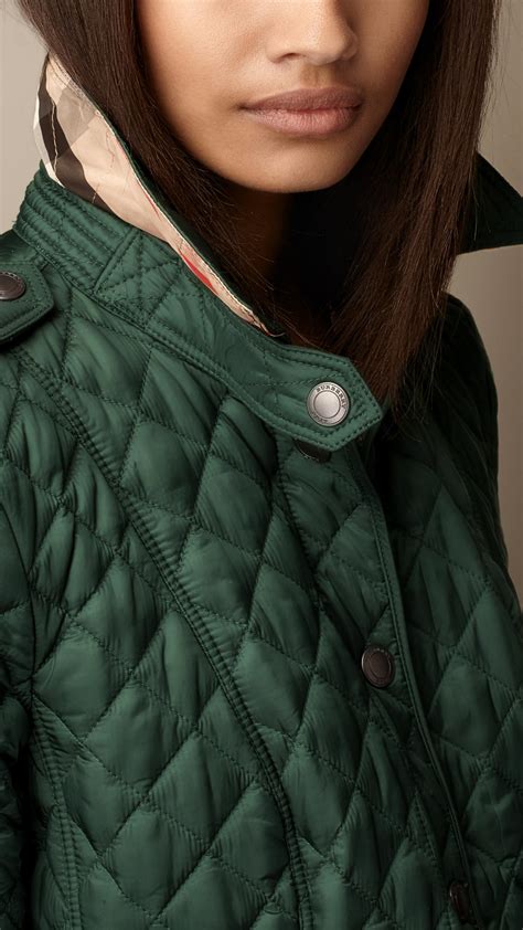 burberry heritage quilted jacket dark racing green|burberry diamond quilted fitted jacket.